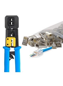 Generic Ultima Cords  Cables Heavy Duty RJ45 Crimping Tool for Pass Through Connector RJ11  RJ45 Plugs Networking Cat55e  Cat6 with 25Pcs Pass Through Connectors  - Image 1