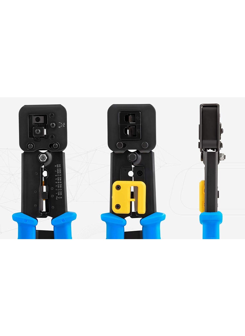 Generic - Ultima Cords  Cables Heavy Duty RJ45 Crimping Tool for Pass Through Connector RJ11  RJ45 Plugs Networking Cat55e  Cat6 with 25Pcs Pass Through Connectors - Image 1