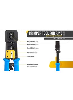 Generic Ultima Cords  Cables Heavy Duty RJ45 Crimping Tool for Pass Through Connector RJ11  RJ45 Plugs Networking Cat55e  Cat6 with 25Pcs Pass Through Connectors  - Image 5