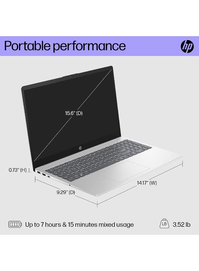 HP 15.6" Laptop, HD Display, i7‑1355U, 16GB RAM, 1TB SSD, Windows 11 English/Arabic Natural Silver - Image 3
