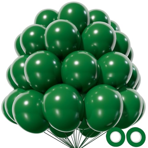 KAWKALSH Dark Green Balloon 12 Inch 110pcs Latex Party Balloons Helium Bright Color for Birthday Baby Shower Wedding Party Supplies Arch Garland Decoration - Image 1