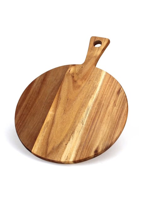 Wood Cutting Board with Handle Wooden Chopping Board Round Paddle Cutting Board for Meat Bread Serving Board Charcuterie Board Chopping Blocks Circular Circle Carving Cutting Board