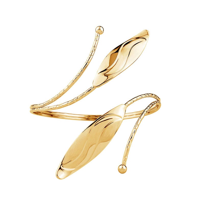 Factory Direct Geometric Metal Cuff Bracelet Golden Leaf Bracelet Golden Leaf Bracelet