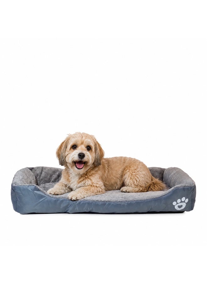 NNC PETS Dog bed with Bolstered sides, Soft plush surface, and Non-slip bottom, Plush Orthopedic pet sofa bed for Small and Medium indoor dogs, Easy to clean, 80 cm (Grey) - Image 1