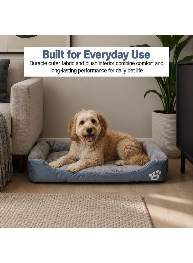 NNC PETS Dog bed with Bolstered sides, Soft plush surface, and Non-slip bottom, Plush Orthopedic pet sofa bed for Small and Medium indoor dogs, Easy to clean, 80 cm (Grey) - Image 4