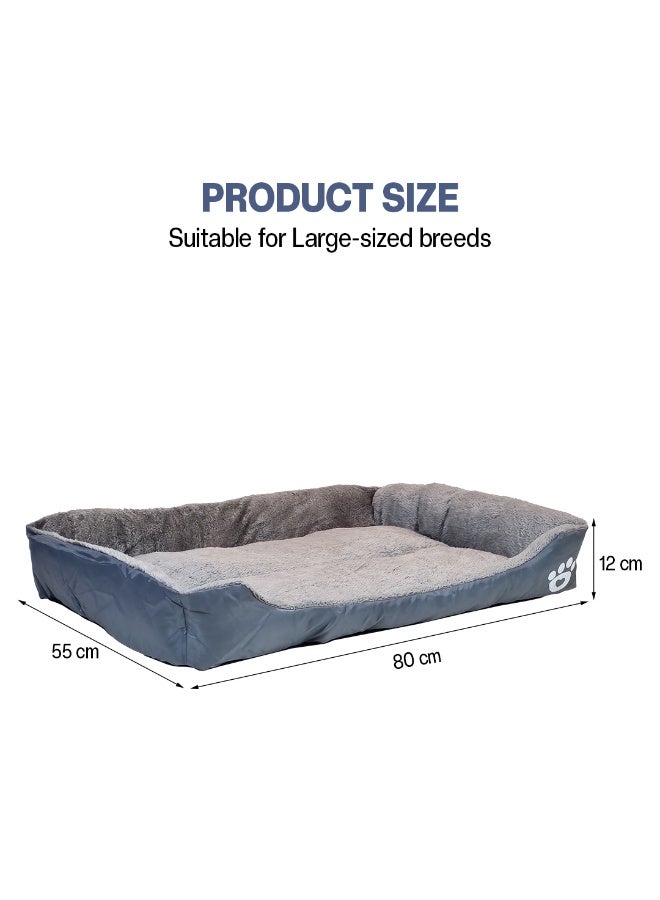 NNC PETS Dog bed with Bolstered sides, Soft plush surface, and Non-slip bottom, Plush Orthopedic pet sofa bed for Small and Medium indoor dogs, Easy to clean, 80 cm (Grey) - Image 2