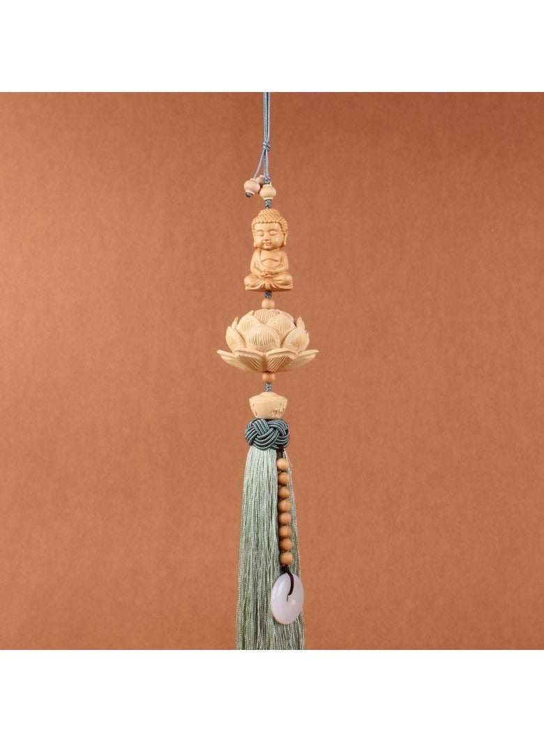 KUYING Lotus And Peach Wood Pray For Blessings Pendant For Interior Rearview Mirror 