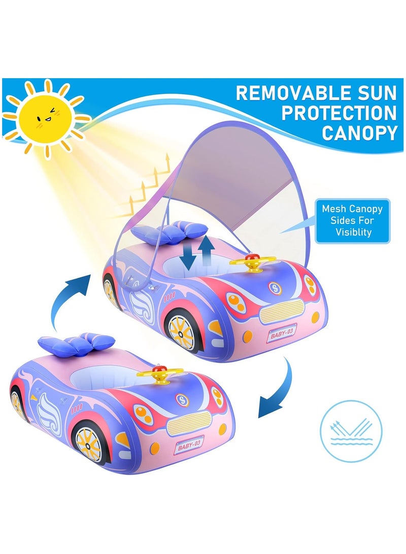 سويمبوبو عوامة سباحة للأطفال، عوامة أطفال قابلة للنفخ، عوامة سباحة للأطفال، عوامة سباحة للأطفال مع مظلة قابلة للفصل للحماية من الشمس ومقعد أمان للأطفال من سن 12 إلى 48 شهرًا (وردي) - Image 2