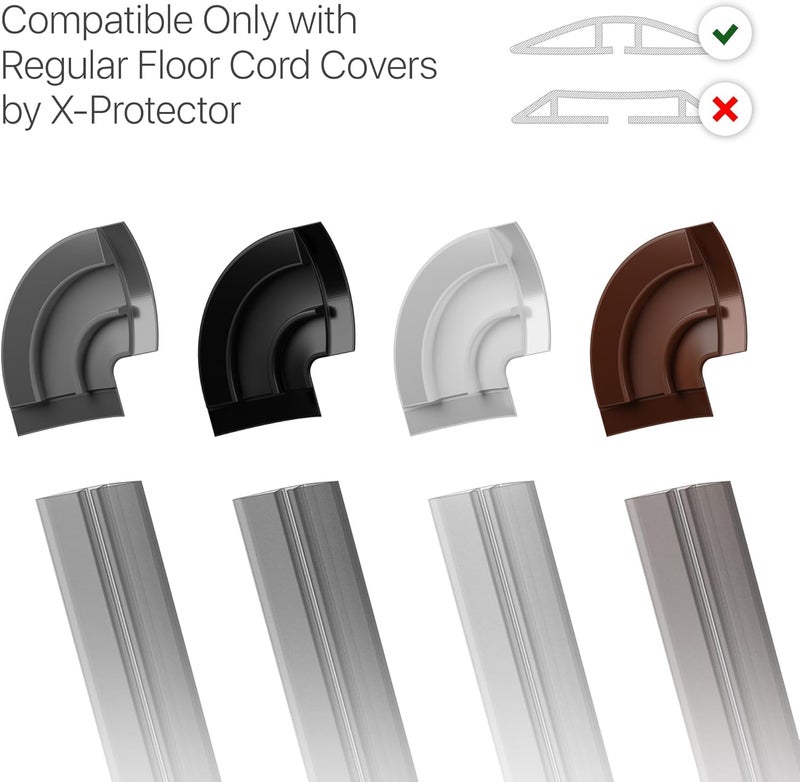 X-Protector Corners for Floor Cord Covers by - 4 PCS - Silicone Material - Brown Color - Self-Adhesive - Compatible Only with Regular Version - Image 3