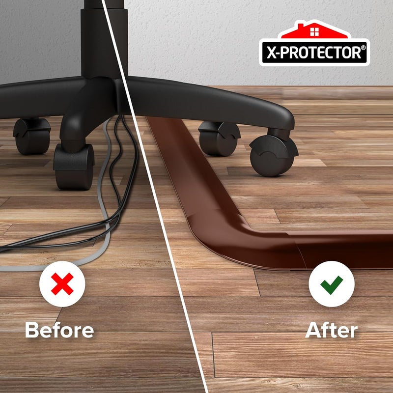 X-Protector Corners for Floor Cord Covers by - 4 PCS - Silicone Material - Brown Color - Self-Adhesive - Compatible Only with Regular Version - Image 2