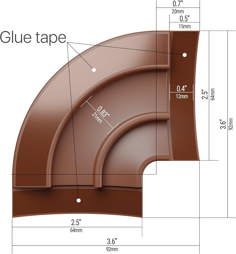 X-Protector Corners for Floor Cord Covers by - 4 PCS - Silicone Material - Brown Color - Self-Adhesive - Compatible Only with Regular Version - Image 4