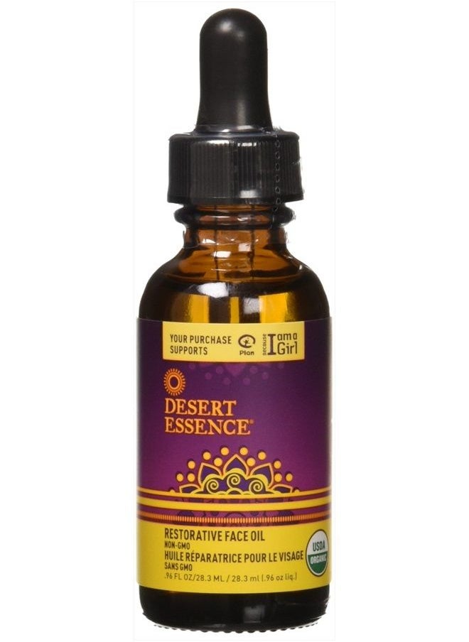 DESERT ESSENCE Restorative Face Oil - 0.96 Fl Ounce - Restores Skin Moisture - Hydrating Oil - Reduces Dryness - Jojoba, Evening Primrose, Palmarosa, Argon Oil - Dry and Mature Skin  - Image 1