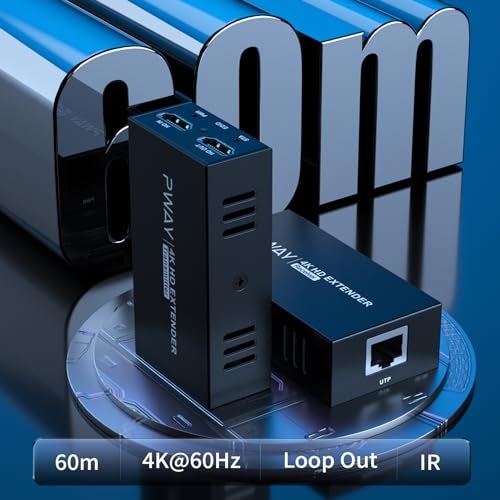 PWAYTEK 4K HDMI Extender, Ultra HD 4K@60Hz Over Cat5e/6 Up to 200ft/60m, Extended Audio and Video, Supports Loop Out, IR, HDCP 2.2/1.4 YUV 444 - Image 2