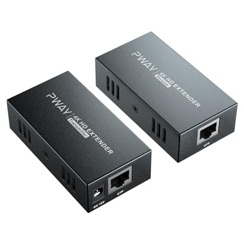 PWAYTEK 4K HDMI Extender, Ultra HD 4K@60Hz Over Cat5e/6 Up to 200ft/60m, Extended Audio and Video, Supports Loop Out, IR, HDCP 2.2/1.4 YUV 444 - Image 1