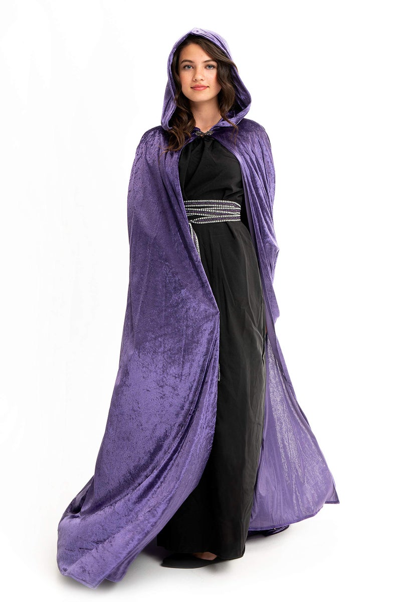 Little Adventures Deluxe Velvet Adult Cloak Cape with Lined Hood (Purple) - Machine Washable Adult Cosplay Dress-Up Cloaks with No Glitter - Image 4