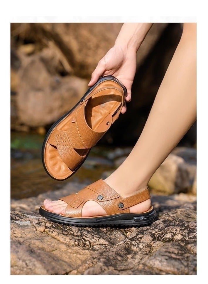 Warrior New Fashionable Leather Men's Business Slippers - Image 1