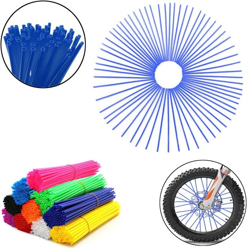 COBIKE 72Pcs Universal Wheel Spoke Wraps Wrenchs Skins Pipe Trim Decoration Protector For Motorcycle Dirt Bike Yamaha Honda BMW Suzuki Kawasaki（blue） - Image 1