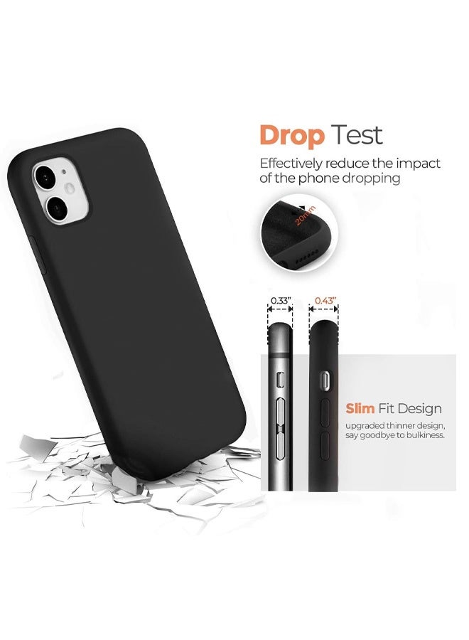 Compatible with iPhone 11 Case, Thin Liquid Silicone Case, Soft Silk Matte Pure, Gel Rubber Full Body, Cool Protective Shockproof Cover 6.1" iP11 - Black - Image 4