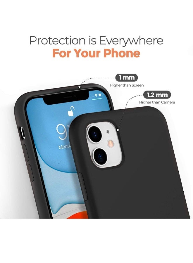 Compatible with iPhone 11 Case, Thin Liquid Silicone Case, Soft Silk Matte Pure, Gel Rubber Full Body, Cool Protective Shockproof Cover 6.1" iP11 - Black - Image 2