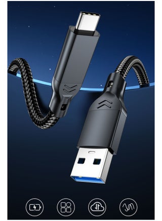 جودة عالية نايلون مضفر 3.0 USB Type-C شحن كابل البيانات أسود 2M - view 3