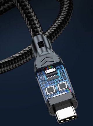 جودة عالية نايلون مضفر 3.0 USB Type-C شحن كابل البيانات أسود 2M - view 4