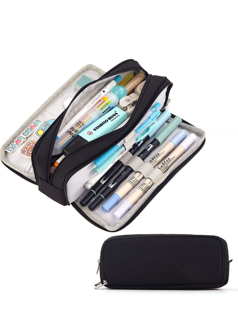 Daytoyz - Large Capacity Pencil Case 3 Compartment Pouch Pen Bag for School Teen Girl Boy Men Women - Image 1