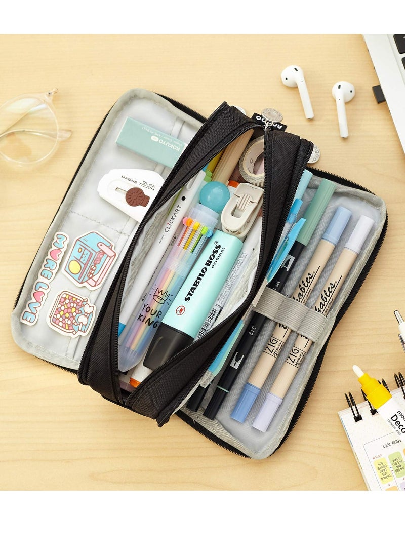 Daytoyz - Large Capacity Pencil Case 3 Compartment Pouch Pen Bag for School Teen Girl Boy Men Women - Image 1