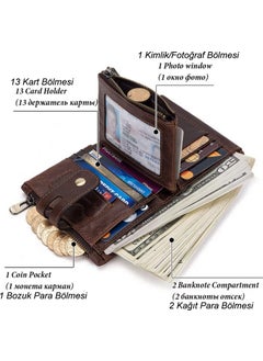 Jeep Men's Wallet 100% Genuine Leather Coin Card Compartment Chain Holder Rfid Enabled  - Image 4