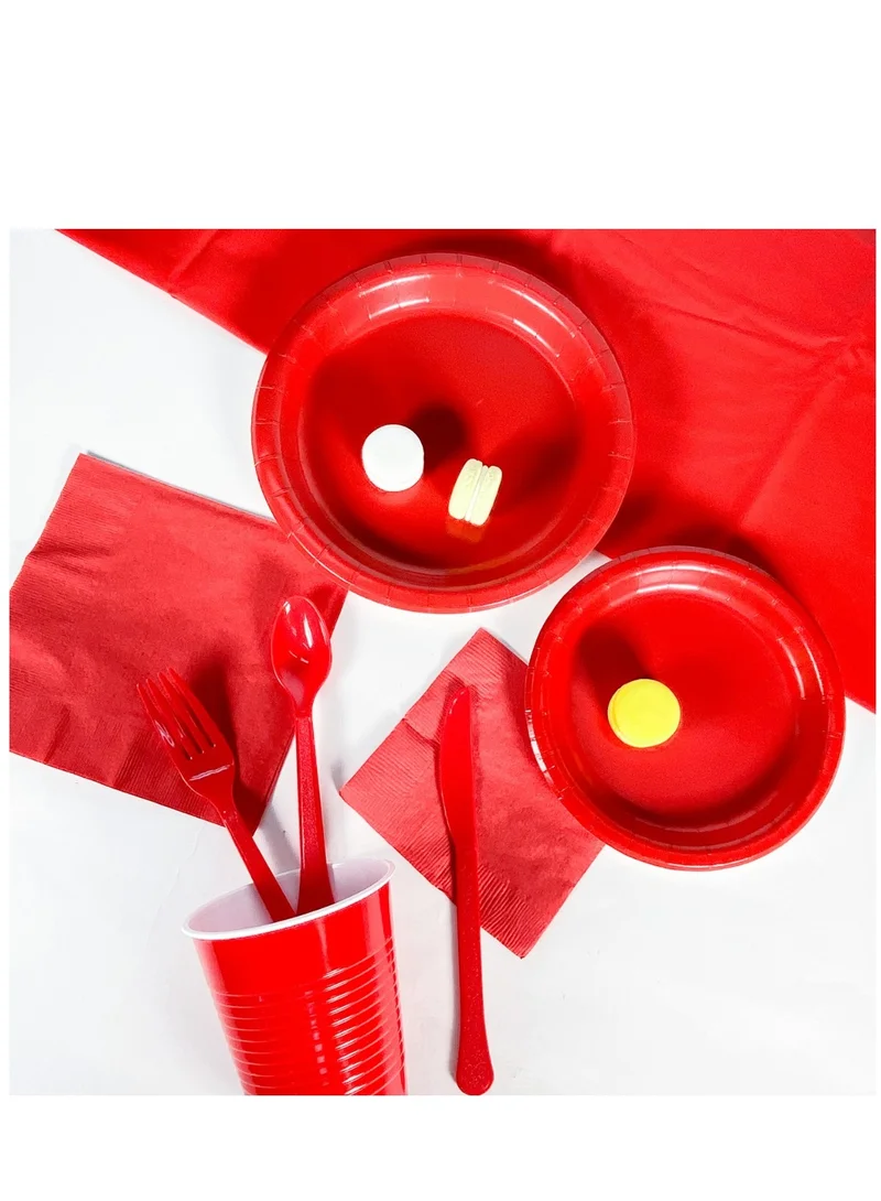 أمسكان Apple Red Premium Party Tableware Kit for 20 Guests