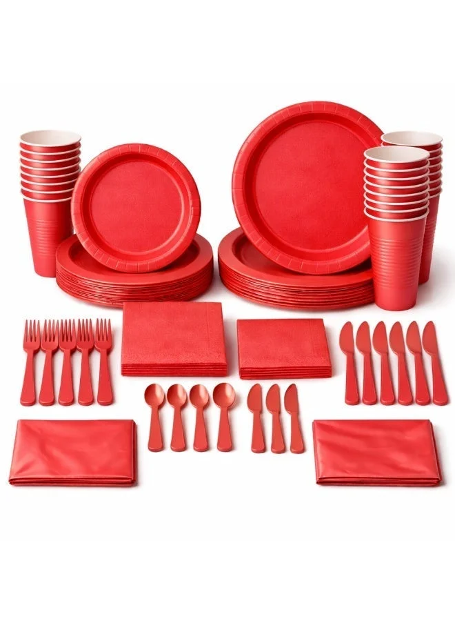 أمسكان Apple Red Premium Party Tableware Kit for 20 Guests