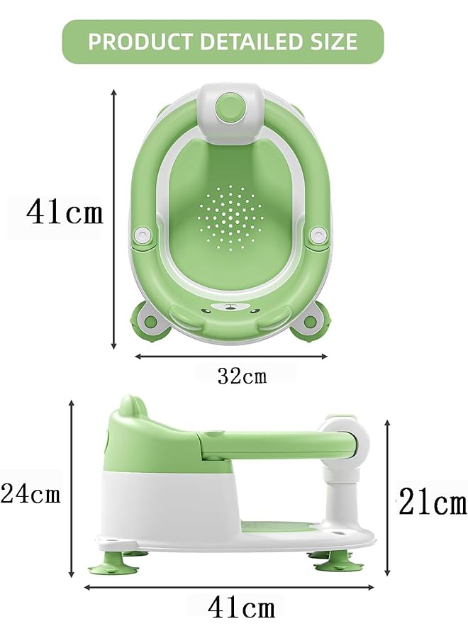U-HOOME Baby Bath Seat For Babies 6 Months & Up Non Slip Baby Bath Tub Chair For Newborn Baby Bath Tub Seat Bath Chair For Baby Sit Up Bathtub Seat With Suction Cups Soft Cushion For Shower，Green - Image 2