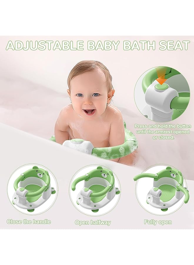 U-HOOME Baby Bath Seat For Babies 6 Months & Up Non Slip Baby Bath Tub Chair For Newborn Baby Bath Tub Seat Bath Chair For Baby Sit Up Bathtub Seat With Suction Cups Soft Cushion For Shower，Green - Image 4