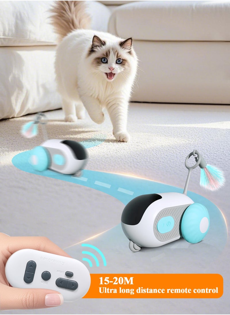URbazaar - Remote Control Cat Toy,Upgraded Interactive Cat Toys for Indoor Cats,Smart Cat Toy Car with Feathers,Cat Mouse Toys,rc Interactive Cat Toy Self Play,USB Rechargeable - Image 1