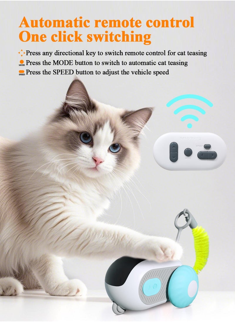 URbazaar - Remote Control Cat Toy,Upgraded Interactive Cat Toys for Indoor Cats,Smart Cat Toy Car with Feathers,Cat Mouse Toys,rc Interactive Cat Toy Self Play,USB Rechargeable - Image 1