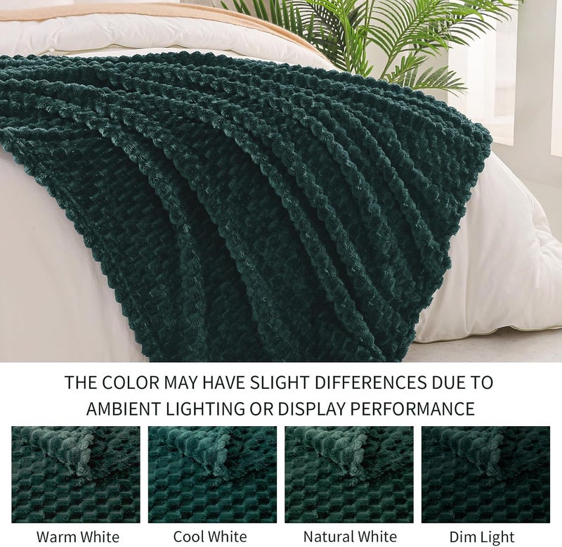 Queen Size Soft Fleece Blanket, 90x90 Inches Stylish Jacquard Velvet Blanket for Bed, Fuzzy Cozy Lightweight for All Season, Forest Green | Extra Soft Fuzzy Plush Lightweight Bed Blankets, Cozy Fluffy Decorative Blankets For All Seasons, 238 X 228 Cm - Image 4