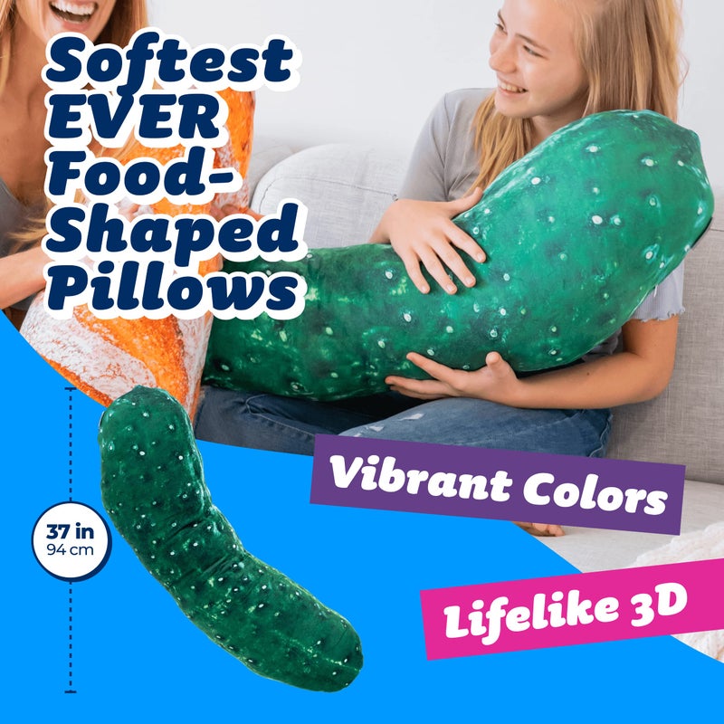 Much Comfort 37" 3D Dill Pickle Throw Pillow - Made with Super Soft & Ultra Premium Fabric - Cute, Comfortable, Plush, Stuffed Body Cushion for Home Decor or Pregnant Women - Best Funny Gift - Large - Image 2