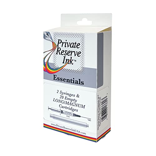 Private Reserve Ink Essentials Kit 2 20 pcs of Empty Long cartridges 2 pcs of 5 ml Syringe - Image 1