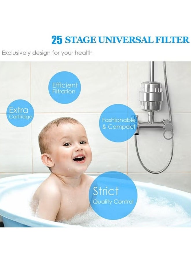 LEXIN Shower Filter, 25 Stage Shower Filter Water Softener, Shower Head Filter for Hard Water, with 3 Replaceable Filter Cartridges,Universal Replaceable Shower Head Water Purifier to Remove Chlorine  - Image 2