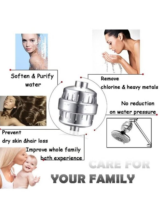 LEXIN Shower Filter, 25 Stage Shower Filter Water Softener, Shower Head Filter for Hard Water, with 3 Replaceable Filter Cartridges,Universal Replaceable Shower Head Water Purifier to Remove Chlorine  - Image 3