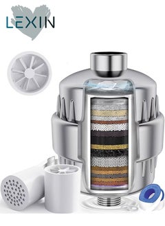 LEXIN Shower Filter, 25 Stage Shower Filter Water Softener, Shower Head Filter for Hard Water, with 3 Replaceable Filter Cartridges,Universal Replaceable Shower Head Water Purifier to Remove Chlorine  - Image 1
