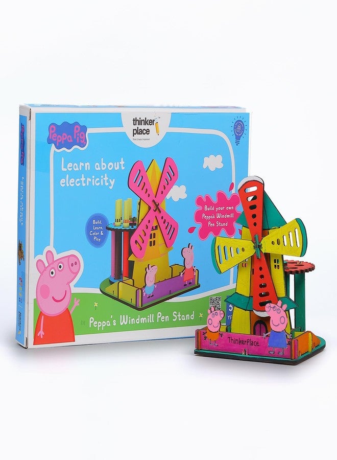 ThinkerPlace Peppa Pig DIY Windmill Pen Stand | Learn About Electricity & Windmills | Color & Build Rotating Pen Stand | STEM Educational Toy for Kids Age 3,4,5,6 Years| Science & Learning Toy - Image 1