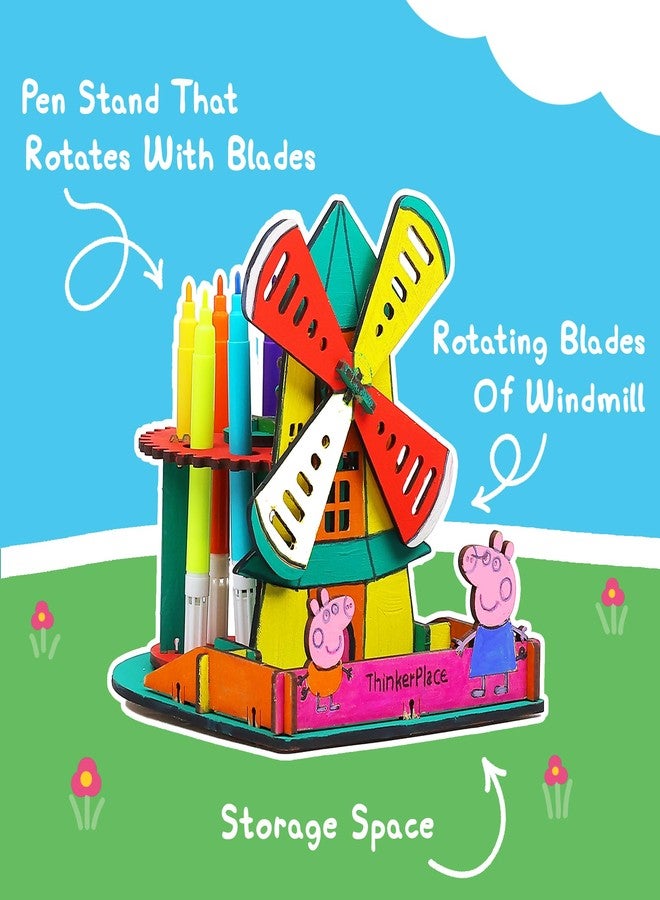 ThinkerPlace Peppa Pig DIY Windmill Pen Stand | Learn About Electricity & Windmills | Color & Build Rotating Pen Stand | STEM Educational Toy for Kids Age 3,4,5,6 Years| Science & Learning Toy - Image 3