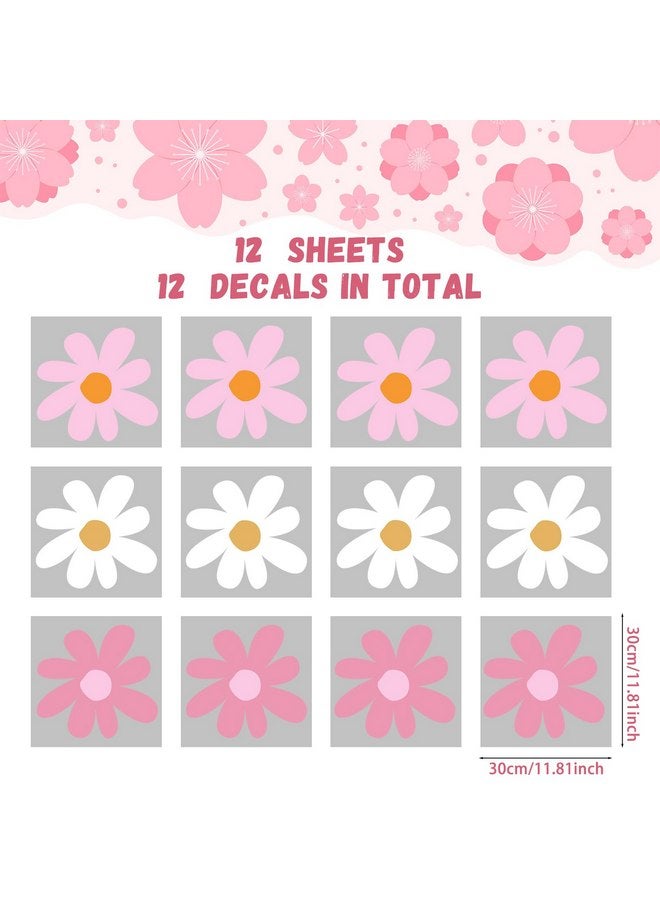تاوباري 12 ورقة ملصقات حائط على شكل زهرة الأقحوان ملصقات حائط كبيرة على شكل زهرة الأقحوان ملصقات حائط على شكل زهرة الأقحوان قابلة للتقشير واللصق لتزيين حائط غرفة نوم الأطفال وغرفة المعيشة (لون كلاسيكي) - Image 2