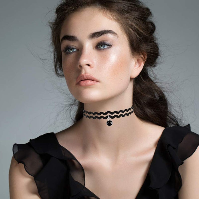 Outee 9 Pcs Choker Set Black Chokers Necklaces for Women Black Velvet Choker Necklaces Ribbon Chokers for Women - Image 4