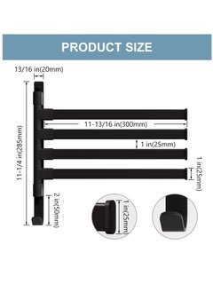 Excefore Swivel Towel Rack,Wall Mounted Black Towel Bar with 4-Arm Towel Hanger,Rustproof Towel Racks for Bathroom 180° Rotation,13 Inch Bathroom Towel Holder, Bathroom Accessories  - Image 5