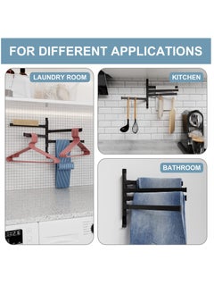 Excefore Swivel Towel Rack,Wall Mounted Black Towel Bar with 4-Arm Towel Hanger,Rustproof Towel Racks for Bathroom 180° Rotation,13 Inch Bathroom Towel Holder, Bathroom Accessories  - Image 3
