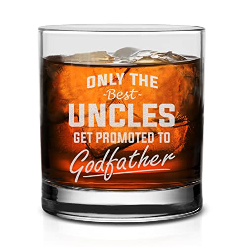 NeeNoNex Only The Best Uncles get Promoted to Godfather Engraved Whiskey Glass Pregnancy Announcement Gift for Brothers Uncles - Image 3
