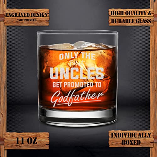 NeeNoNex Only The Best Uncles get Promoted to Godfather Engraved Whiskey Glass Pregnancy Announcement Gift for Brothers Uncles - Image 4