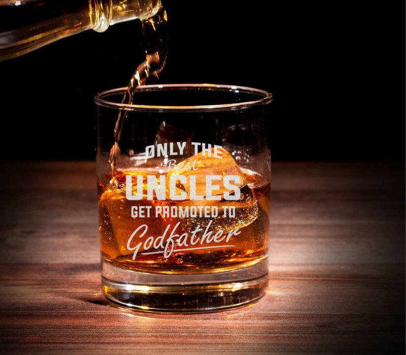 NeeNoNex Only The Best Uncles get Promoted to Godfather Engraved Whiskey Glass Pregnancy Announcement Gift for Brothers Uncles - Image 2