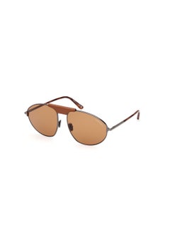 TOM FORD نظارات شمسية معدنية بشكل طيار للرجال FT109508E60 حجم العدسة: 60 مليمتر - لون رمادي لامع  - Image 1